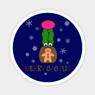 Merry Cactus - Hybrid Cactus In Gingerbread Man Pot Magnet